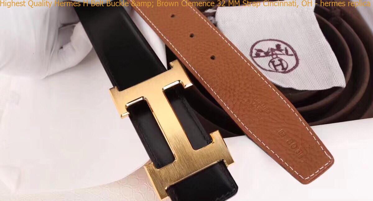 Highest Quality Hermes H Belt Buckle & Brown Clemence 32 MM Strap ...